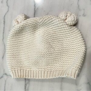 GAP Cozy Cream Cotton Baby Knit Beanie with Ears